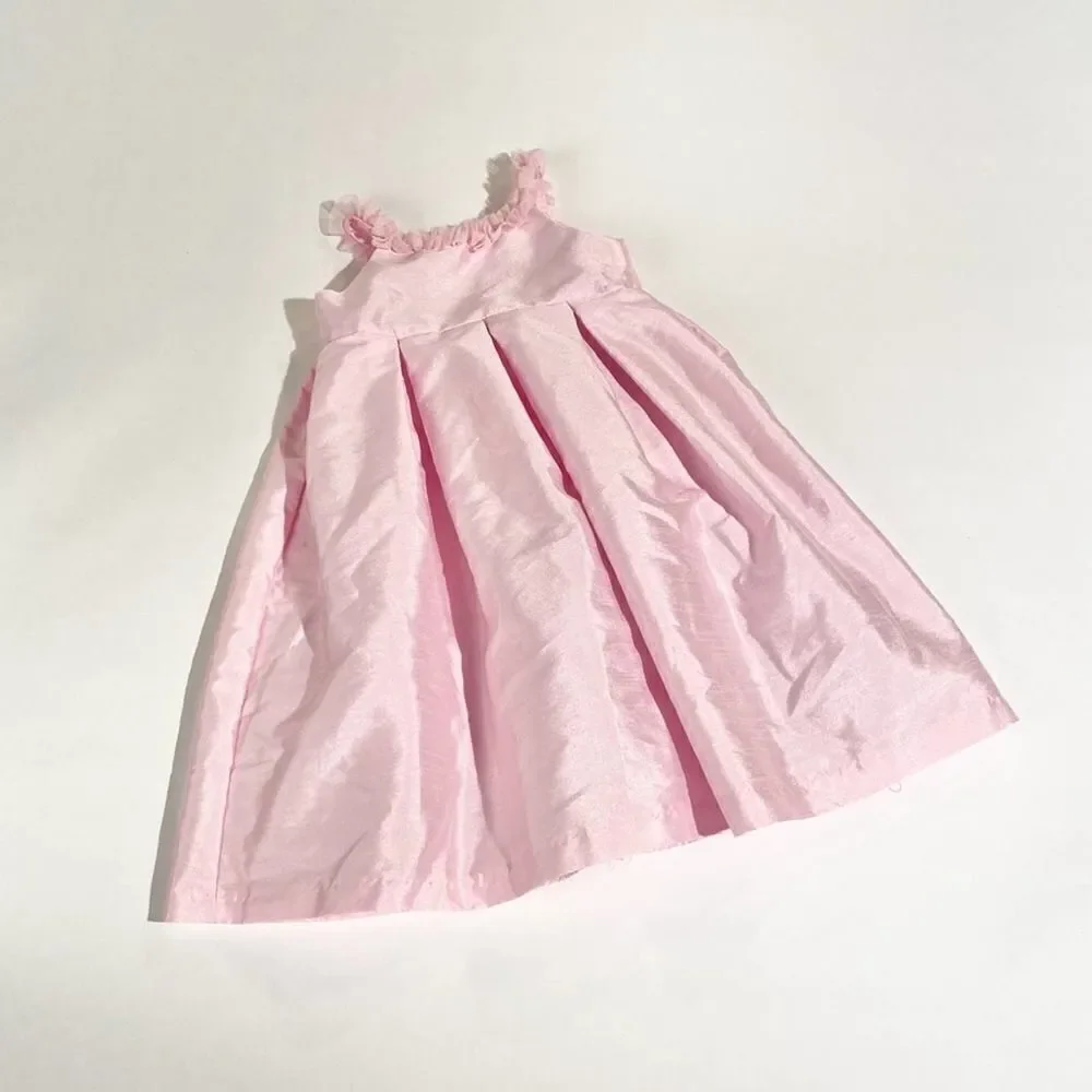 Pink taffeta ruffle formal dress